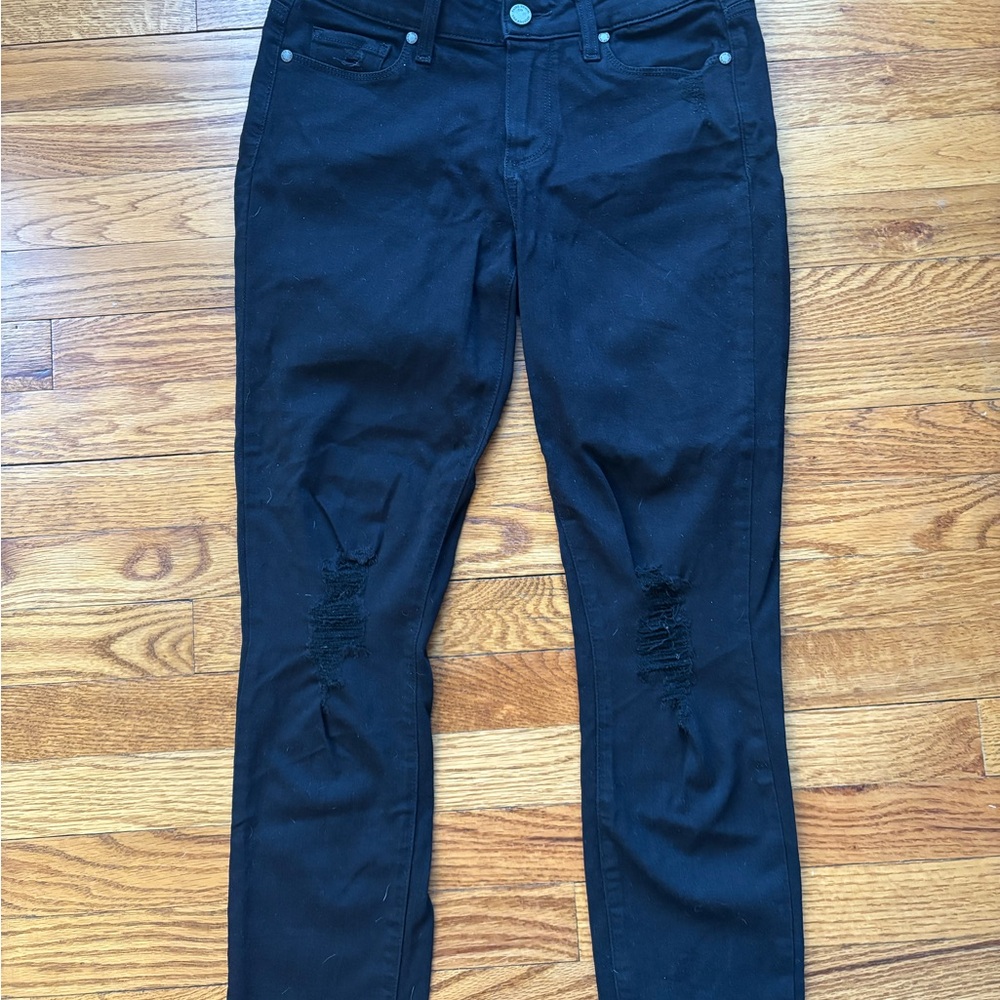 PAIGE Black Verdugo Ankle Skinny Jeans with Ripped Knees